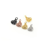 Shiny Hollow Heart Shaped Zircon Pendant-DIY Jewelry Making Accessories   10x10mm