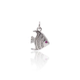 Shiny Micropavé Fish Pendant-DIY Jewelry Making Accessories   12x16mm