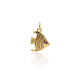 Shiny Micropavé Fish Pendant-DIY Jewelry Making Accessories   12x16mm
