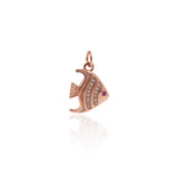 Shiny Micropavé Fish Pendant-DIY Jewelry Making Accessories   12x16mm