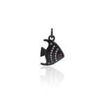 Shiny Micropavé Fish Pendant-DIY Jewelry Making Accessories   12x16mm