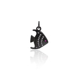 Shiny Micropavé Fish Pendant-DIY Jewelry Making Accessories   12x16mm