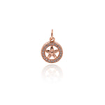 Shiny Micropavé Round Flower Pendant-DIY Jewelry Making Accessories   10x5x13mm