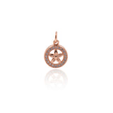 Shiny Micropavé Round Flower Pendant-DIY Jewelry Making Accessories   10x5x13mm