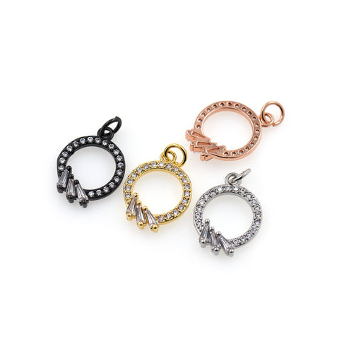 Shiny Micropavé Round Pendant-DIY Jewelry Making Accessories   13x18mm