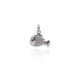 Shiny Micropavé Fish Pendant-DIY Jewelry Making Accessories   14x12mm