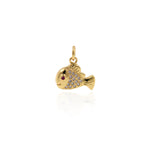 Shiny Micropavé Fish Pendant-DIY Jewelry Making Accessories   14x12mm