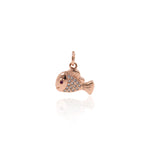 Shiny Micropavé Fish Pendant-DIY Jewelry Making Accessories   14x12mm