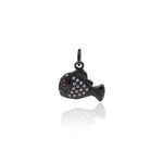 Shiny Micropavé Fish Pendant-DIY Jewelry Making Accessories   14x12mm