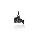 Shiny Micropavé Fish Pendant-DIY Jewelry Making Accessories   14x12mm