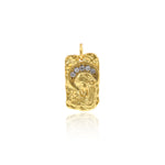 Shiny Rectangle Micropavé Madonna of the Moon Pendant-DIY Jewelry Making Accessories   10x17mm