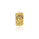 Shiny Rectangle Micropavé Madonna of the Moon Pendant-DIY Jewelry Making Accessories   10x17mm