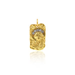Shiny Rectangle Micropavé Madonna of the Moon Pendant-DIY Jewelry Making Accessories   10x17mm