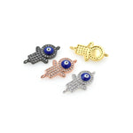 Shiny Micropavé Evil Eye Pendant-DIY Jewelry Making Accessories  22x12mm
