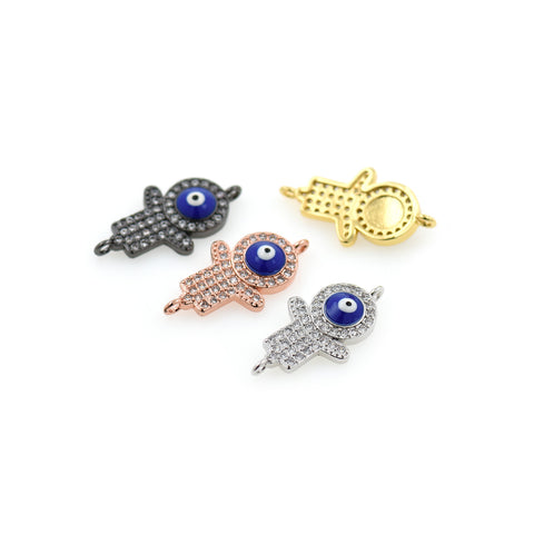 Shiny Micropavé Evil Eye Pendant-DIY Jewelry Making Accessories  22x12mm