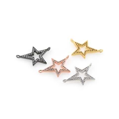 Shiny Micropavé Star Pendant-DIY Jewelry Making Accessories  23x14mm