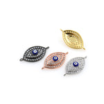 Shiny Oval Micropavé Evil Eye Pendant-DIY Jewelry Making Accessories   24x12mm