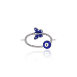 Shiny Oval Micropavé Butterfly Evil Eye Pendant-DIY Jewelry Making Accessories   24x14mm