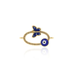 Shiny Oval Micropavé Butterfly Evil Eye Pendant-DIY Jewelry Making Accessories   24x14mm
