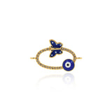 Shiny Oval Micropavé Butterfly Evil Eye Pendant-DIY Jewelry Making Accessories   24x14mm