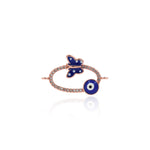 Shiny Oval Micropavé Butterfly Evil Eye Pendant-DIY Jewelry Making Accessories   24x14mm