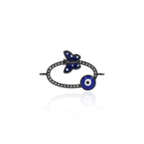 Shiny Oval Micropavé Butterfly Evil Eye Pendant-DIY Jewelry Making Accessories   24x14mm