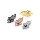 Shiny Micropave Hamsa Evil Eye Connector-DIY Jewelry Making Accessories   25x14mm