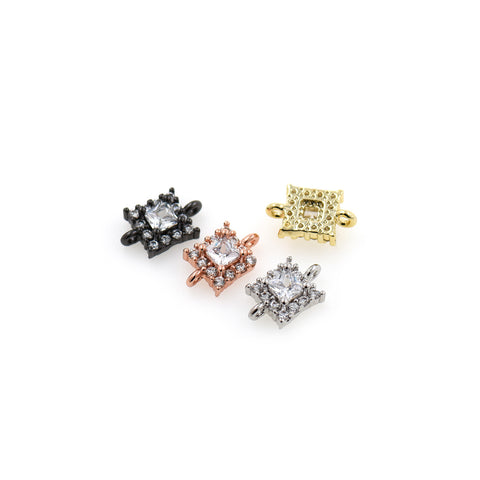 Shiny Micro Pavé Square Connector-DIY Jewelry Making Accessories   10x6mm