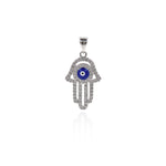 Shiny Micropavé Hamsa Evil Eye Pendant-DIY Jewelry Making Accessories   14x23mm