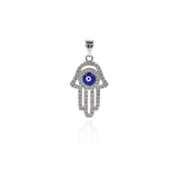Shiny Micropavé Hamsa Evil Eye Pendant-DIY Jewelry Making Accessories   14x23mm