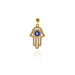 Shiny Micropavé Hamsa Evil Eye Pendant-DIY Jewelry Making Accessories   14x23mm