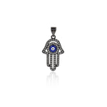 Shiny Micropavé Hamsa Evil Eye Pendant-DIY Jewelry Making Accessories   14x23mm