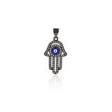 Shiny Micropavé Hamsa Evil Eye Pendant-DIY Jewelry Making Accessories   14x23mm