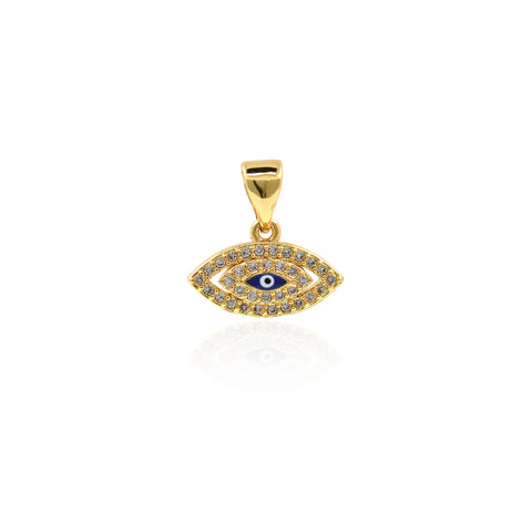 Shiny Micropavé Evil Eye Pendant-DIY Jewelry Making Accessories   13x8mm