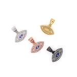 Shiny Micropavé Evil Eye Pendant-DIY Jewelry Making Accessories   13x8mm