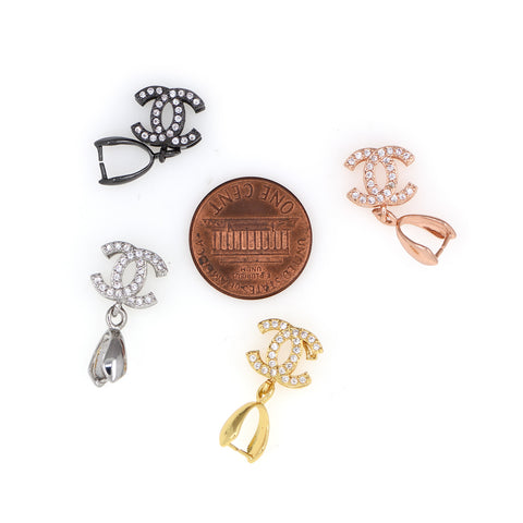 Shiny Micropavé c c Pendant-DIY Jewelry Making Accessories   11x12mm