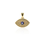 Shiny Micropavé Evil Eye Pendant-DIY Jewelry Making Accessories   19x14mm