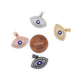 Shiny Micropavé Evil Eye Pendant-DIY Jewelry Making Accessories   19x14mm