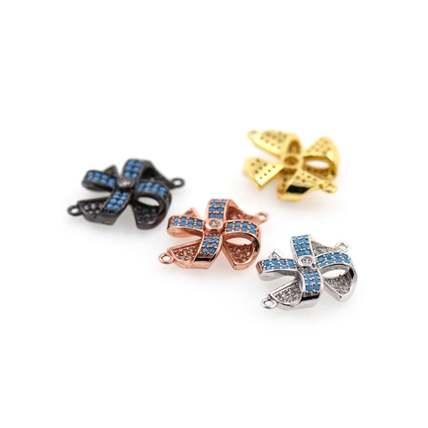 Shiny Micro Pavé Pinwheel Connector-DIY Jewelry Making Accessories   22x18mm