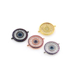 Shiny Circular Evil Eye Connector-DIY Jewelry Making Accessories   23x18mm