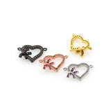 Shiny Heart Bow Connector-DIY Jewelry Making Accessories   19x13mm