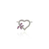 Shiny Heart Bow Connector-DIY Jewelry Making Accessories   19x13mm
