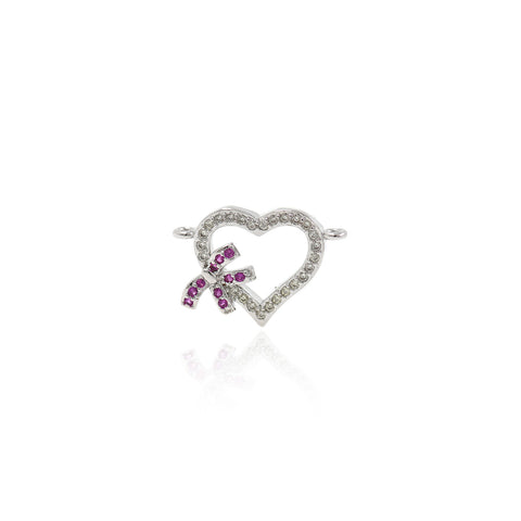 Shiny Heart Bow Connector-DIY Jewelry Making Accessories   19x13mm