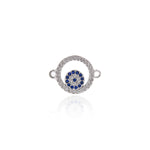 Round Ring with Evil Eye Connector,Micro Pave  CZ Charms Jewelry Findings Supplies 18x13mm