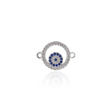 Round Ring with Evil Eye Connector,Micro Pave  CZ Charms Jewelry Findings Supplies 18x13mm