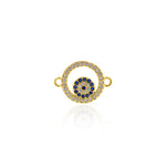 Round Ring with Evil Eye Connector,Micro Pave  CZ Charms Jewelry Findings Supplies 18x13mm