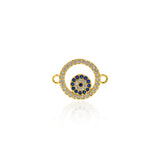 Round Ring with Evil Eye Connector,Micro Pave  CZ Charms Jewelry Findings Supplies 18x13mm