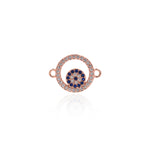Round Ring with Evil Eye Connector,Micro Pave  CZ Charms Jewelry Findings Supplies 18x13mm