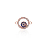 Round Ring with Evil Eye Connector,Micro Pave  CZ Charms Jewelry Findings Supplies 18x13mm