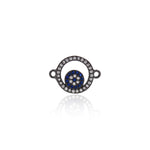 Round Ring with Evil Eye Connector,Micro Pave  CZ Charms Jewelry Findings Supplies 18x13mm